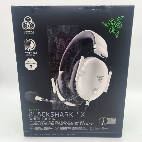 Razer‎ BlackShark V2 X Wired Gaming Headset 7.1 Surround PC Mac PS5 Switch White - Picture 8 of 13